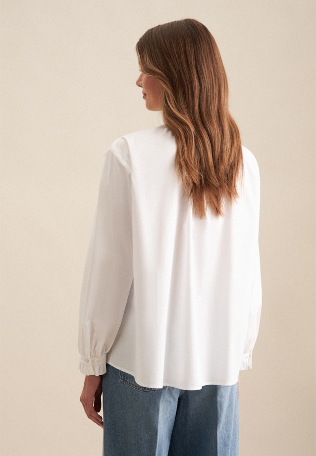 Twill Blouse Met Opstaande Kraag in Wit |  Seidensticker Onlineshop