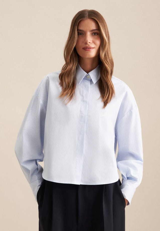 Twill Shirt Blouse in Medium Blue |  Seidensticker Onlineshop