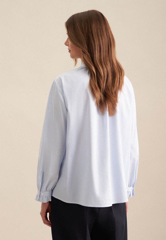 Twill Blouse Met Opstaande Kraag in Middelmatig Blauw | Seidensticker online winkel