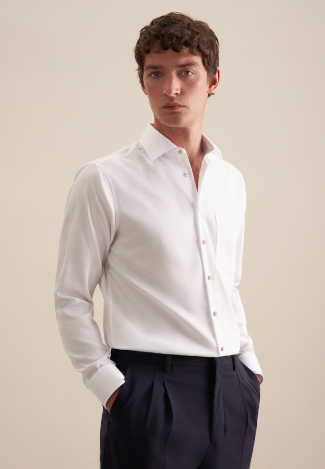 Non-iron Twill Business Shirt in Comfort with Kent-Collar in White | Seidensticker online shop