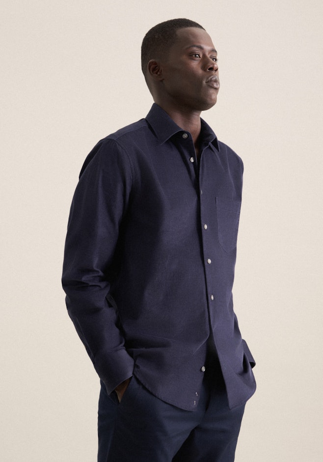 Regular Casual Hemd Uni in Dunkelblau | Seidensticker Onlineshop