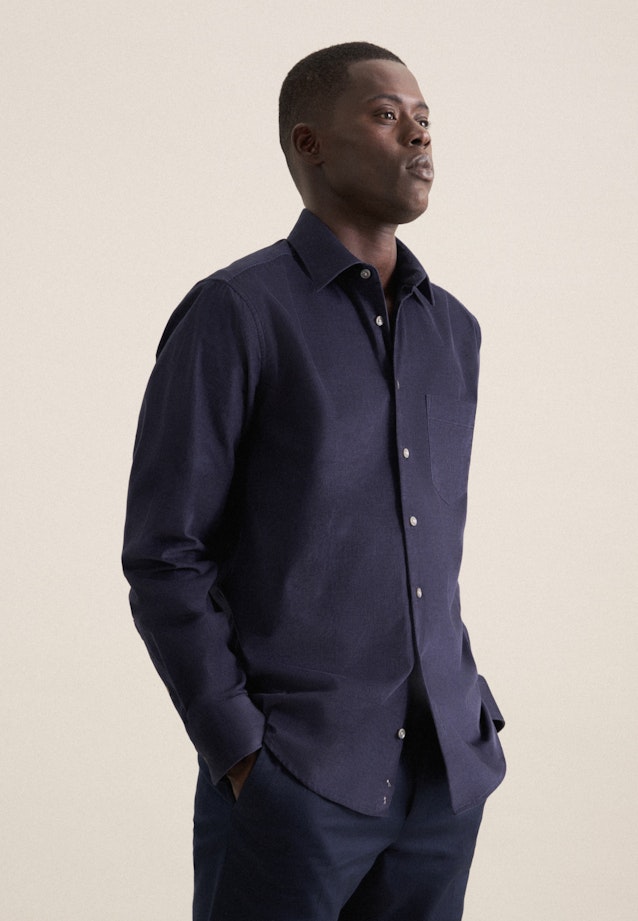 Chemise casual in Regular with Col Kent in Bleu Foncé |  Seidensticker Onlineshop