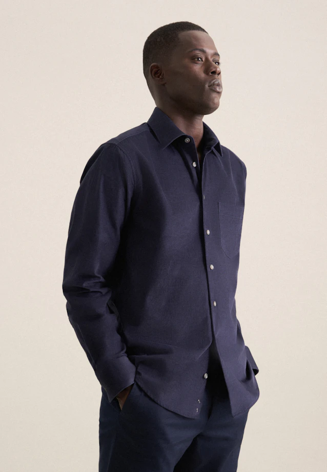 Regular Casual Hemd Uni in Dunkelblau |  Seidensticker Onlineshop