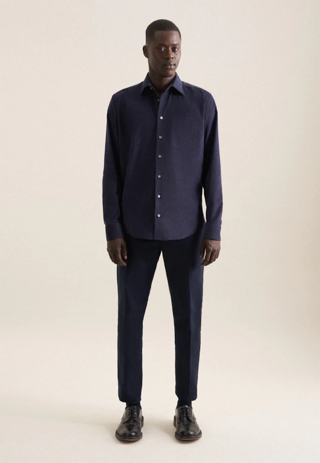 Regular Casual Hemd Uni in Dunkelblau |  Seidensticker Onlineshop