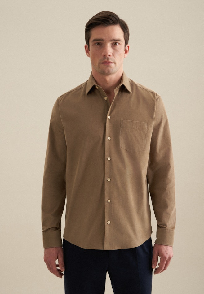 Casual Shirt in Regular with Kent-Collar in Brown | Seidensticker online shop