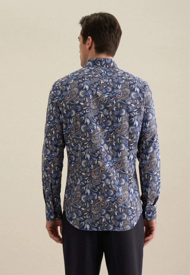 Slim Flanellhemd Druck in Dunkelblau | Seidensticker Onlineshop