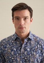 Slim Flanellhemd Druck in Dunkelblau |  Seidensticker Onlineshop