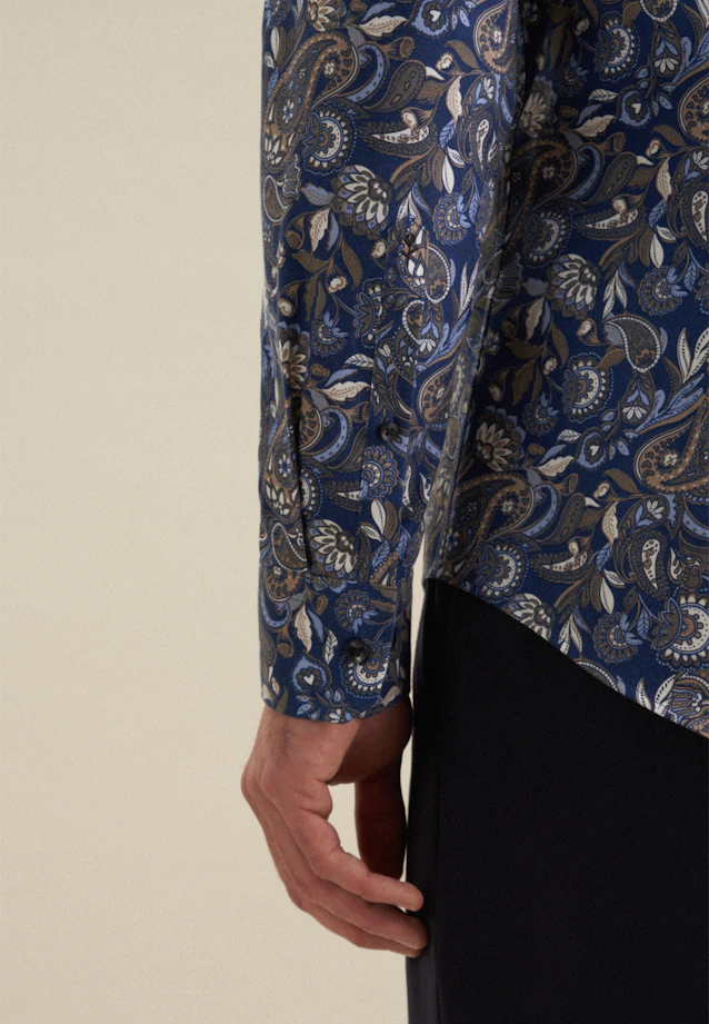 Slim Flannel shirt Print in Dark Blue |  Seidensticker Onlineshop