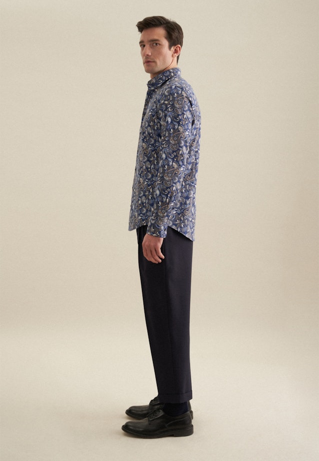 Slim Flanellhemd Druck in Dunkelblau |  Seidensticker Onlineshop