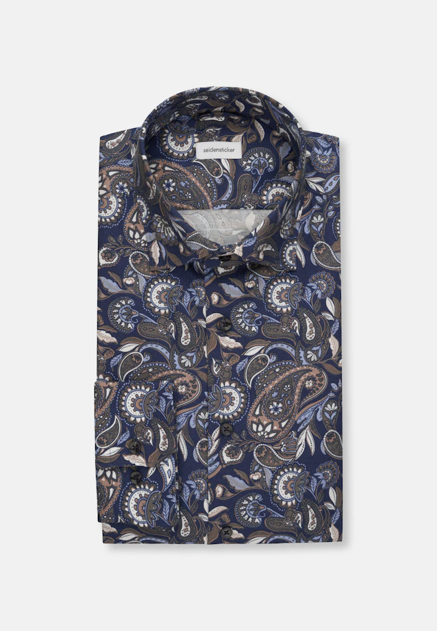 Slim Flannel shirt Print in Dark Blue |  Seidensticker Onlineshop