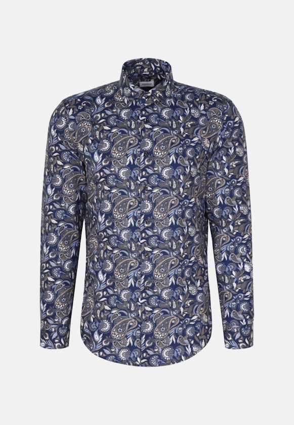 Slim Flanellhemd Druck in Dunkelblau |  Seidensticker Onlineshop