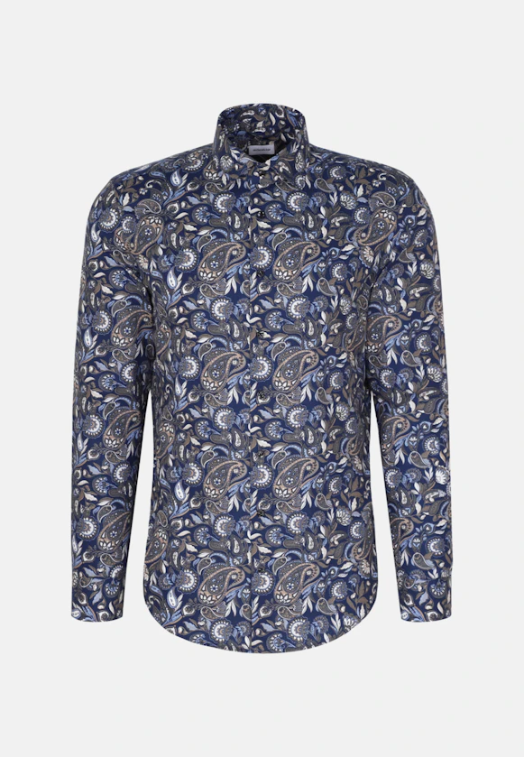 Slim Flannel shirt Print in Dark Blue |  Seidensticker Onlineshop