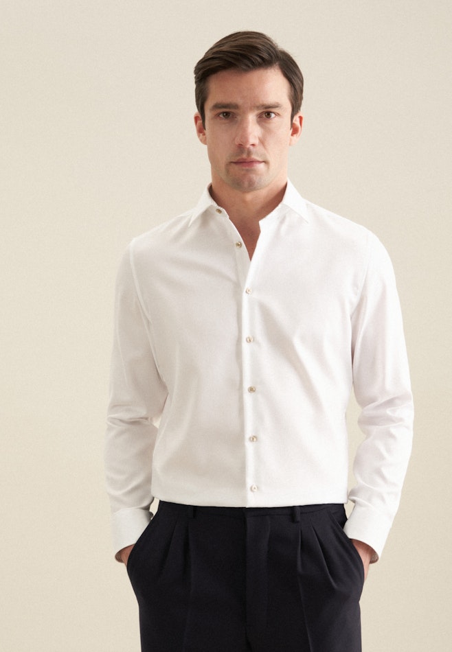 Non-iron Twill Business Shirt in Slim with Kent-Collar in White | Seidensticker online shop