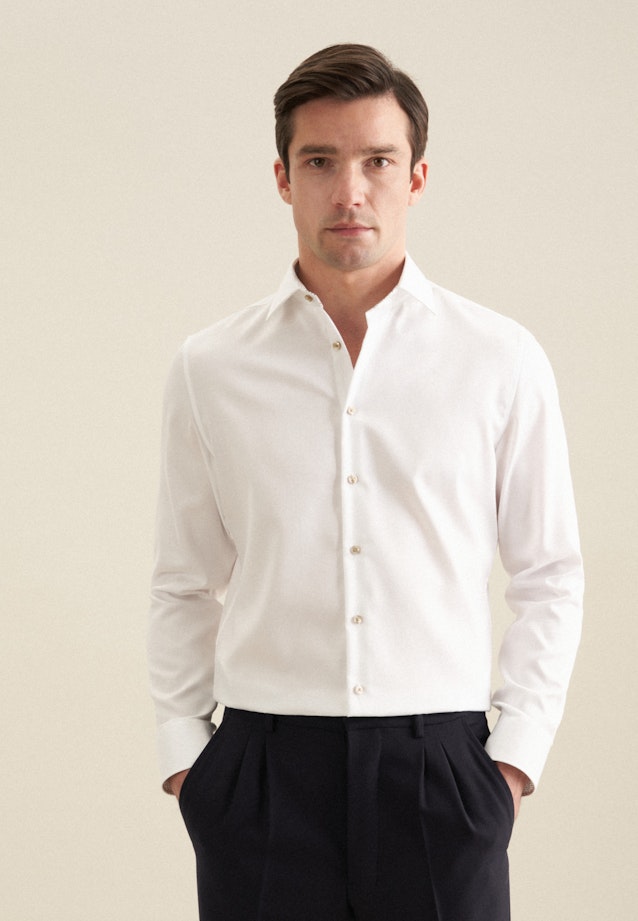 Chemise Business Slim Twill (sergé) Col Kent in Blanc |  Seidensticker Onlineshop