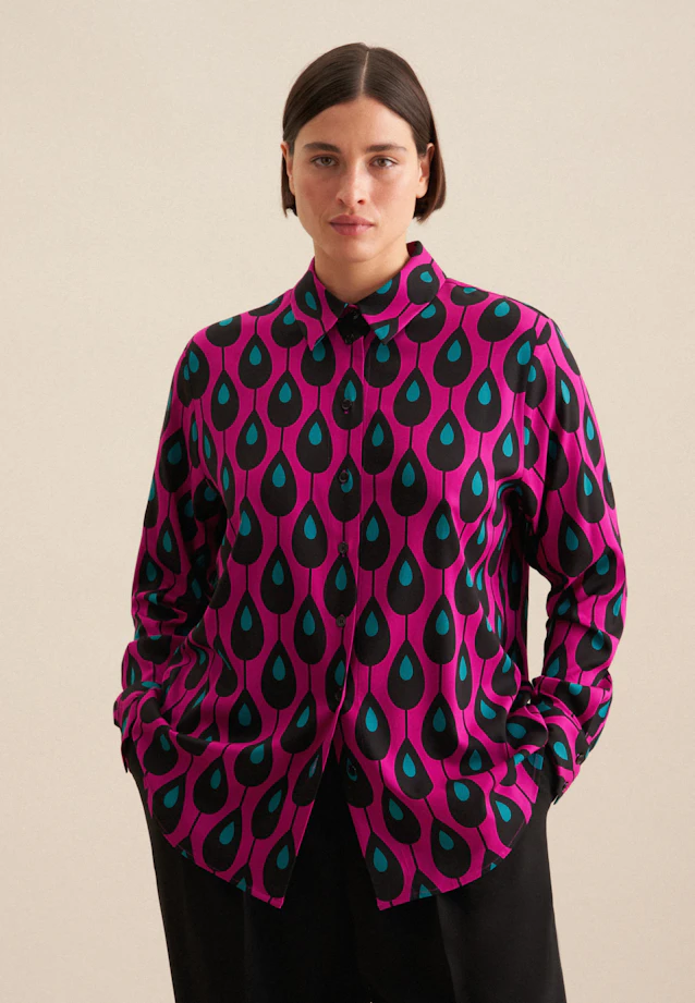 Hemdbluse Druck in Lila |  Seidensticker Onlineshop