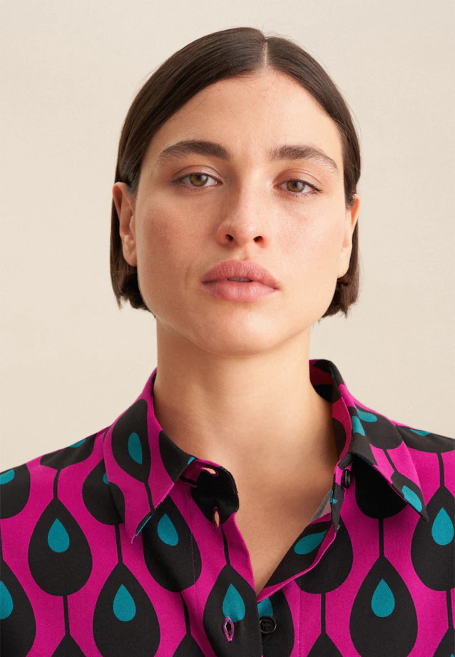 Hemdbluse Druck in Lila |  Seidensticker Onlineshop