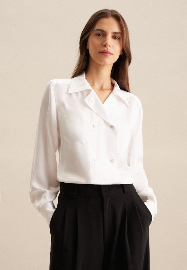 Satin Shirt Blouse in White |  Seidensticker Onlineshop