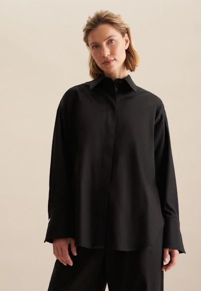 Hemdbluse Uni in Schwarz |  Seidensticker Onlineshop