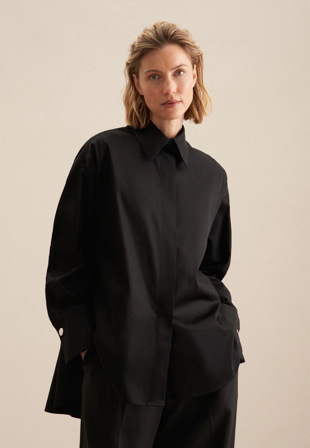 Longbluse Uni in Schwarz |  Seidensticker Onlineshop