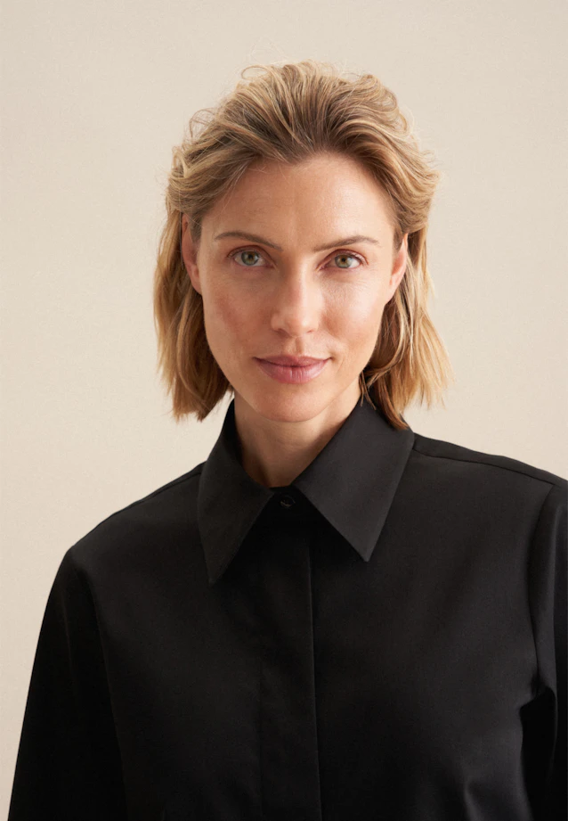 Longbluse Uni in Schwarz |  Seidensticker Onlineshop