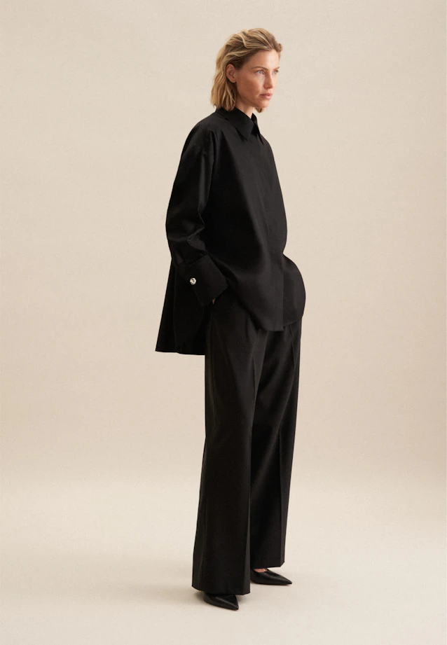 Longbluse Uni in Schwarz |  Seidensticker Onlineshop
