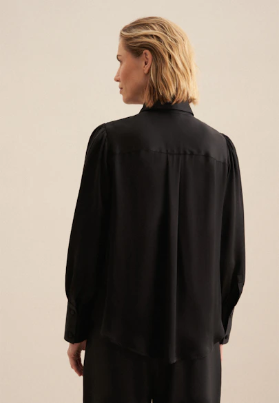 Schluppenbluse Uni in Schwarz |  Seidensticker Onlineshop