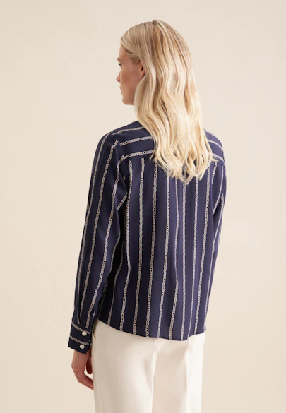 Hemdbluse Kettenprint in Dunkelblau |  Seidensticker Onlineshop