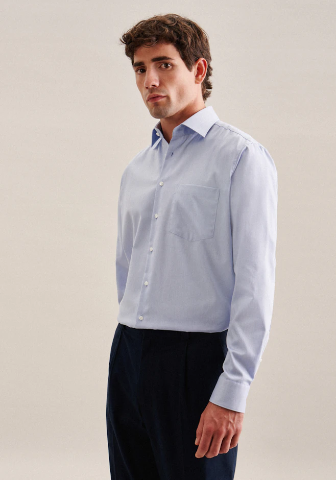 Comfort Business Hemd Uni in Mittelblau | Seidensticker Onlineshop