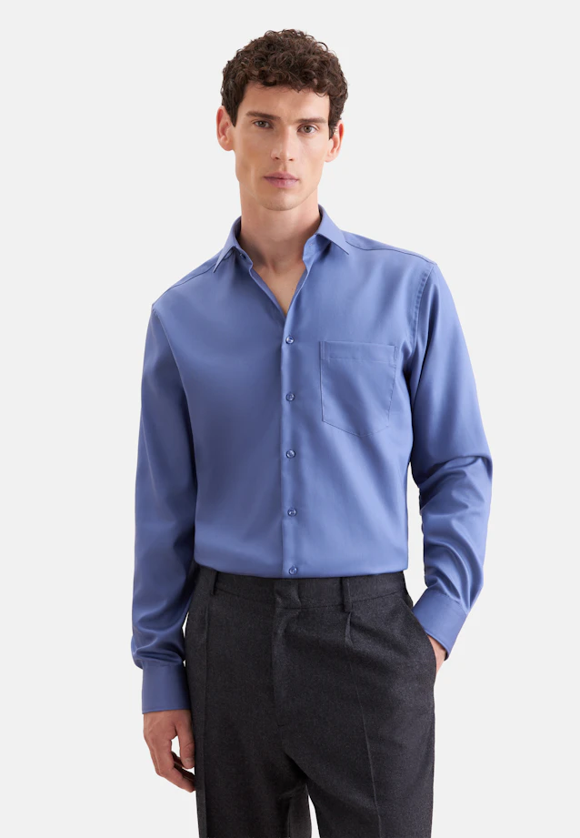 Comfort Chemise d'affaires Uni in Bleu Moyen |  Seidensticker Onlineshop