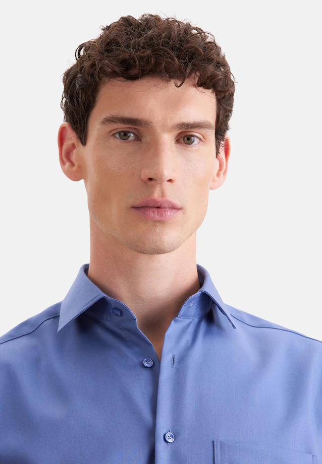 Comfort Chemise d'affaires Uni in Bleu Moyen |  Seidensticker Onlineshop