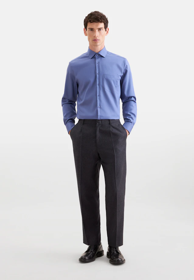 Comfort Chemise d'affaires Uni in Bleu Moyen |  Seidensticker Onlineshop