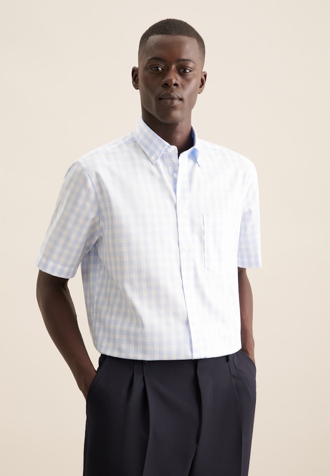 Regular Business Hemd Karo in Hellblau | Seidensticker Onlineshop