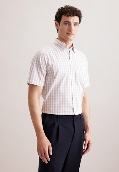 Regular Chemise d'affaires carreaux in Beige | Seidensticker Onlineshop