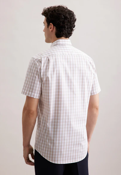 Regular Chemise d'affaires carreaux in Beige | Seidensticker Onlineshop