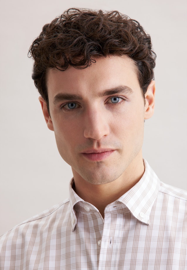 Regular Business shirt Check in Beige |  Seidensticker Onlineshop