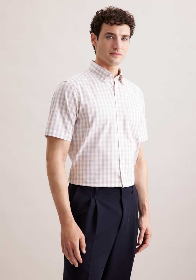 Comfort Business Hemd Karo in Beige | Seidensticker Onlineshop