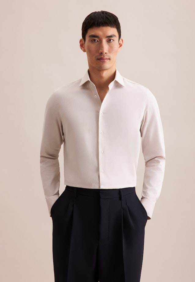 Slim Performance-Hemd Struktur in Beige |  Seidensticker Onlineshop
