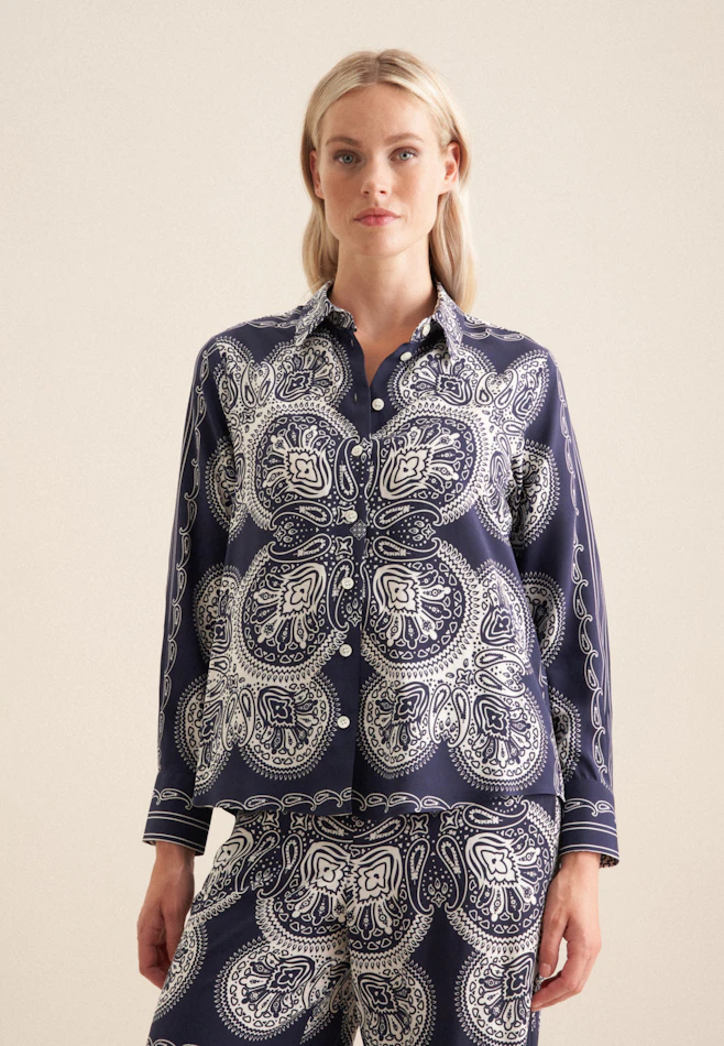 Hemdbluse Tuchprint in Dunkelblau | Seidensticker Onlineshop