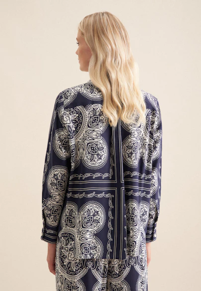 Hemdbluse Tuchprint in Dunkelblau |  Seidensticker Onlineshop
