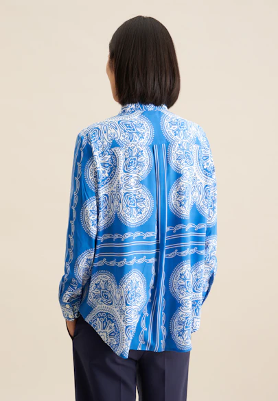 Shirt blouse Cloth print in Medium Blue |  Seidensticker Onlineshop