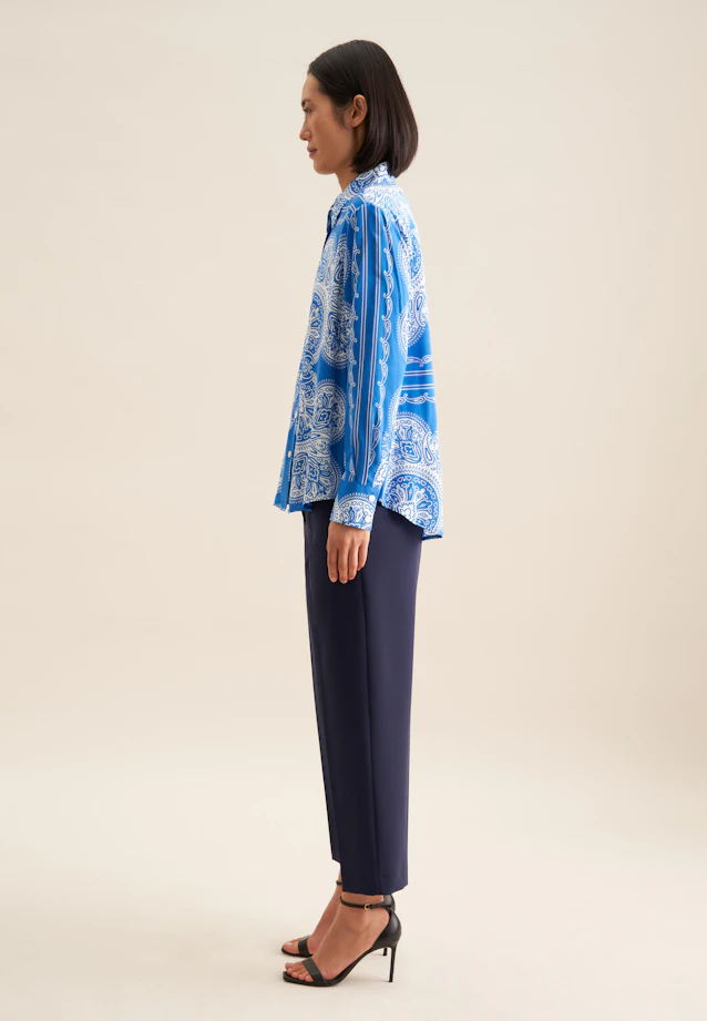 Hemdbluse Tuchprint in Mittelblau |  Seidensticker Onlineshop