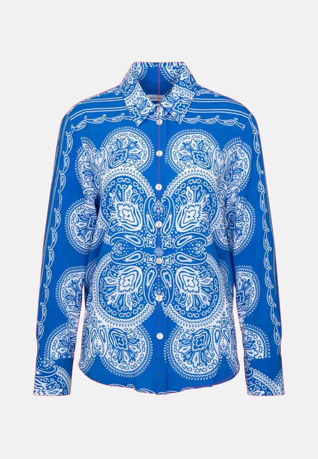 Hemdbluse Tuchprint in Mittelblau |  Seidensticker Onlineshop