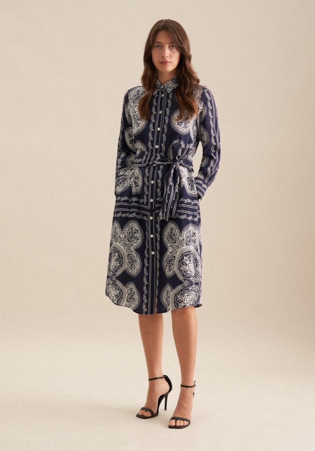 Kleid Tuchprint in Dunkelblau | Seidensticker Onlineshop