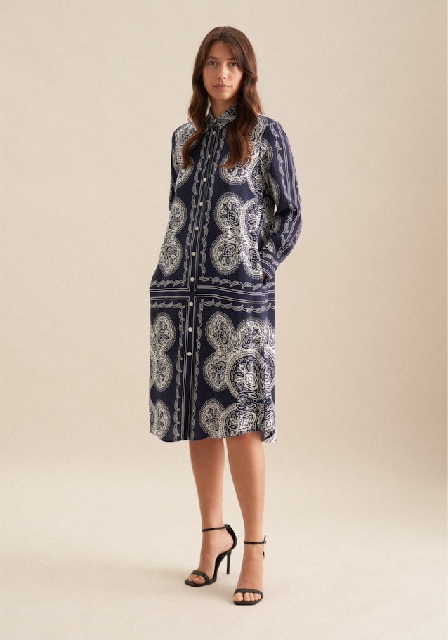 Kleid Tuchprint in Dunkelblau | Seidensticker Onlineshop