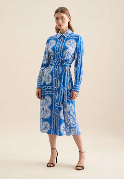 Kleid Tuchprint in Mittelblau |  Seidensticker Onlineshop