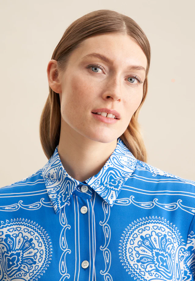 Kleid Tuchprint in Mittelblau |  Seidensticker Onlineshop