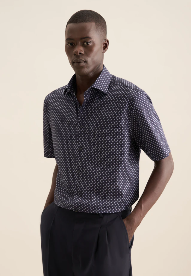 Regular Business Hemd Druck in Dunkelblau |  Seidensticker Onlineshop