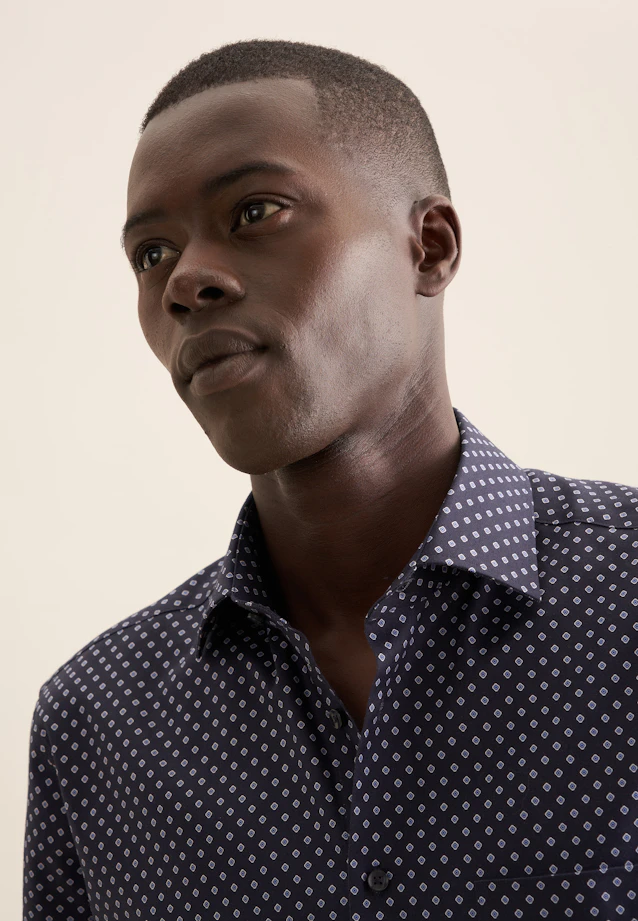 Regular Business Hemd Druck in Dunkelblau |  Seidensticker Onlineshop