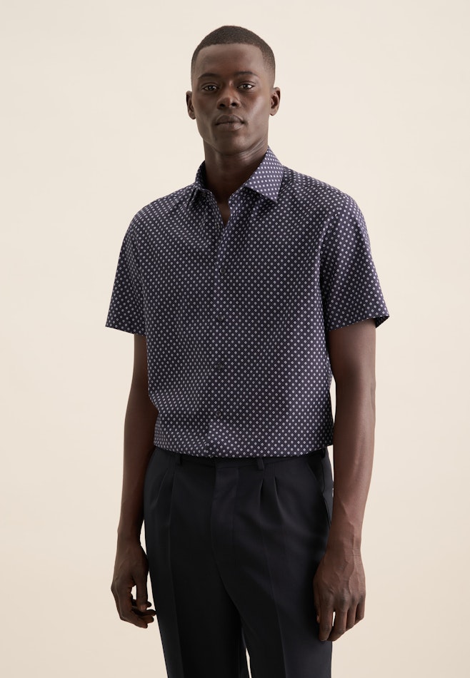 Shaped Business Hemd Druck in Dunkelblau | Seidensticker Onlineshop