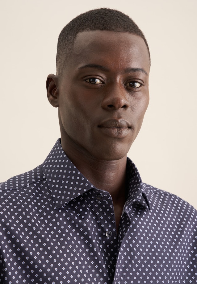 Shaped Business Hemd Druck in Dunkelblau |  Seidensticker Onlineshop